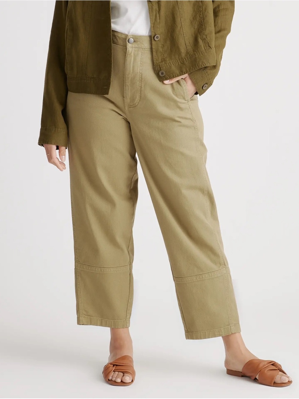 Quince Barrel Jeans Size 8 Organic Cotton Stretch Twill Utility Quiet Luxury - Picture 1 of 11
